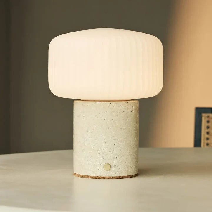 Marble Table Lamp With Dimmable LED And Interchangeable Shade