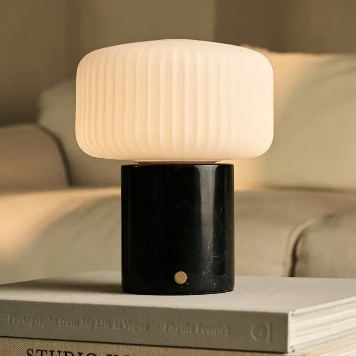 Marble Table Lamp With Dimmable LED And Interchangeable Shade