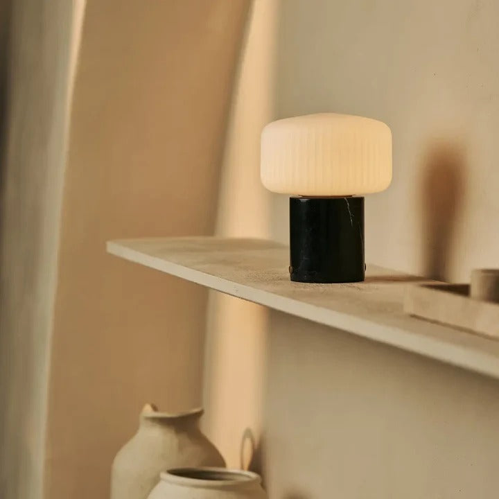 Marble Table Lamp With Dimmable LED And Interchangeable Shade