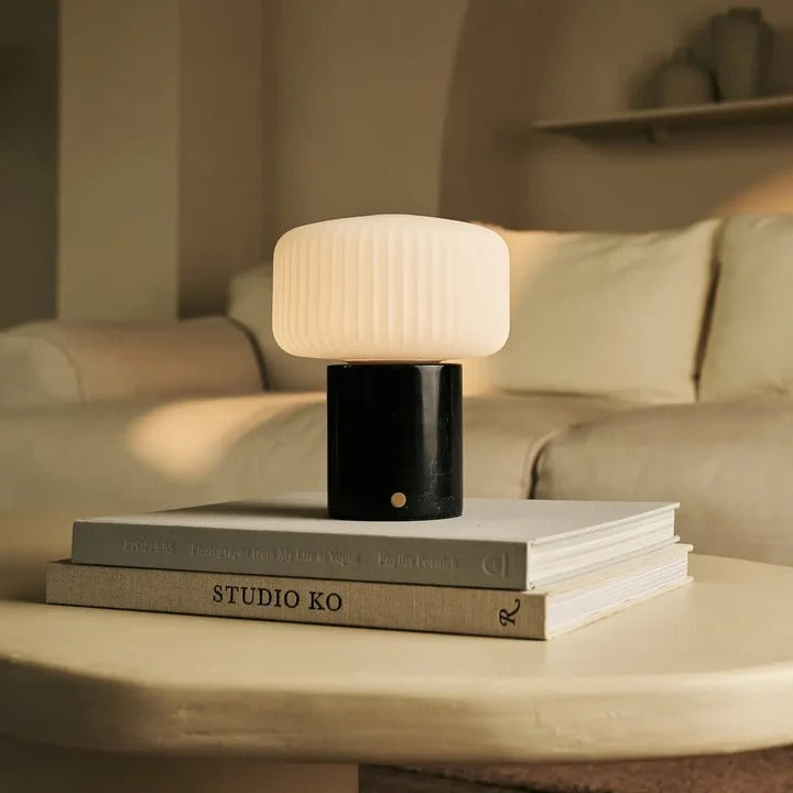 Marble Table Lamp With Dimmable LED And Interchangeable Shade