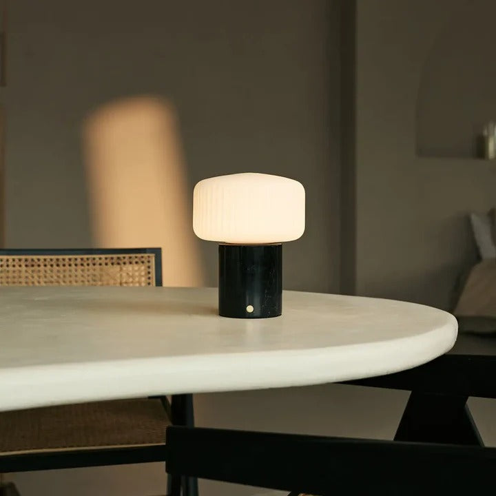 Marble Table Lamp With Dimmable LED And Interchangeable Shade
