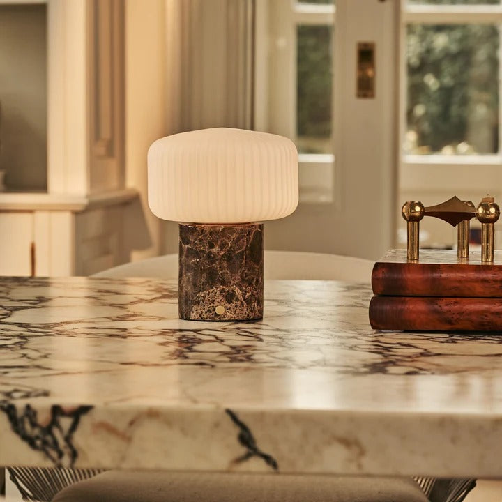 Marble Table Lamp With Dimmable LED And Interchangeable Shade