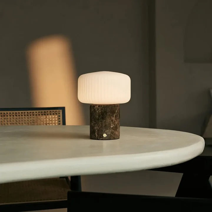 Marble Table Lamp With Dimmable LED And Interchangeable Shade