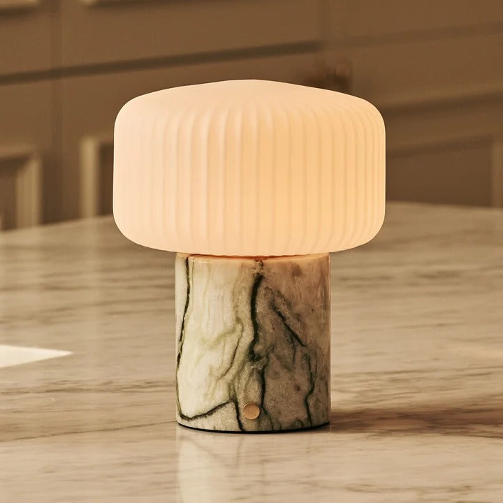Marble Table Lamp With Dimmable LED And Interchangeable Shade