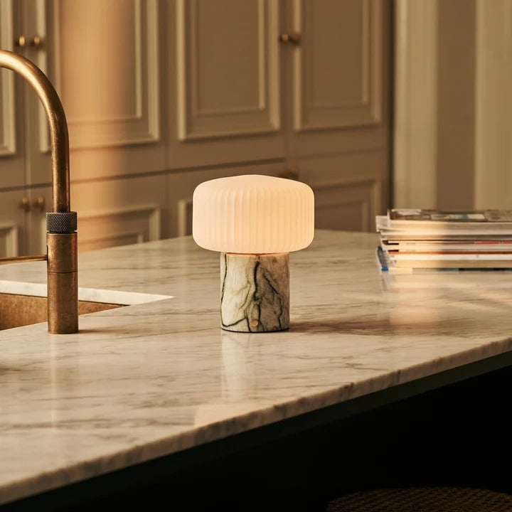 Marble Table Lamp With Dimmable LED And Interchangeable Shade