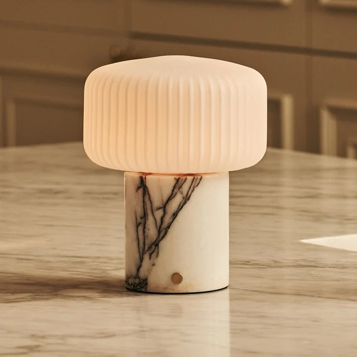 Marble Table Lamp With Dimmable LED And Interchangeable Shade