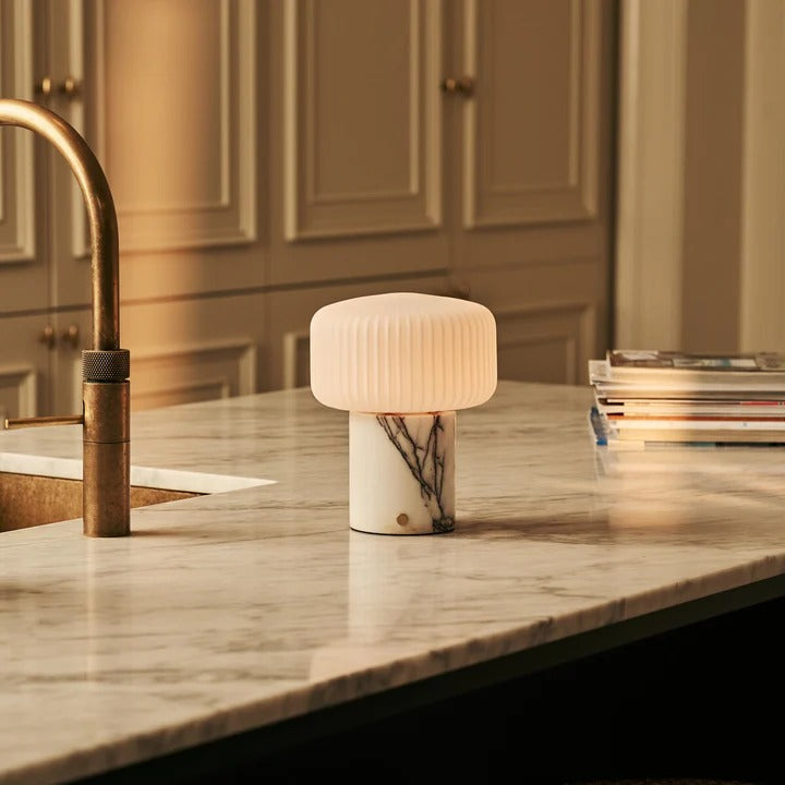 Marble Table Lamp With Dimmable LED And Interchangeable Shade
