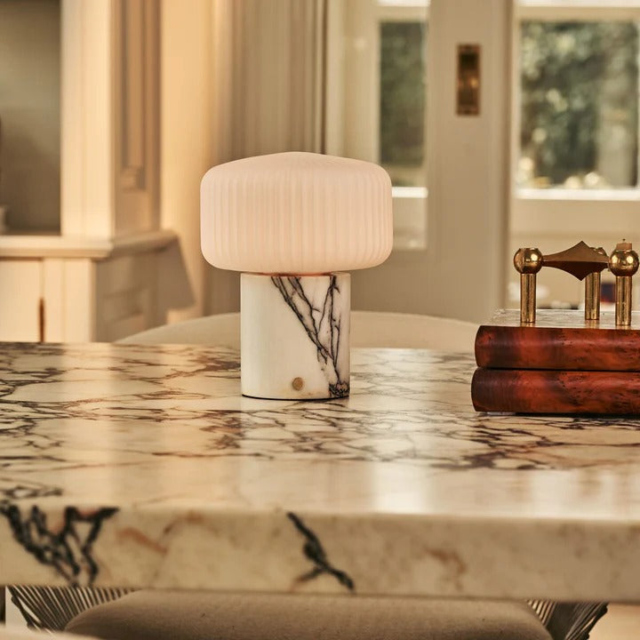 Marble Table Lamp With Dimmable LED And Interchangeable Shade