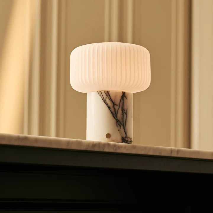 Marble Table Lamp With Dimmable LED And Interchangeable Shade