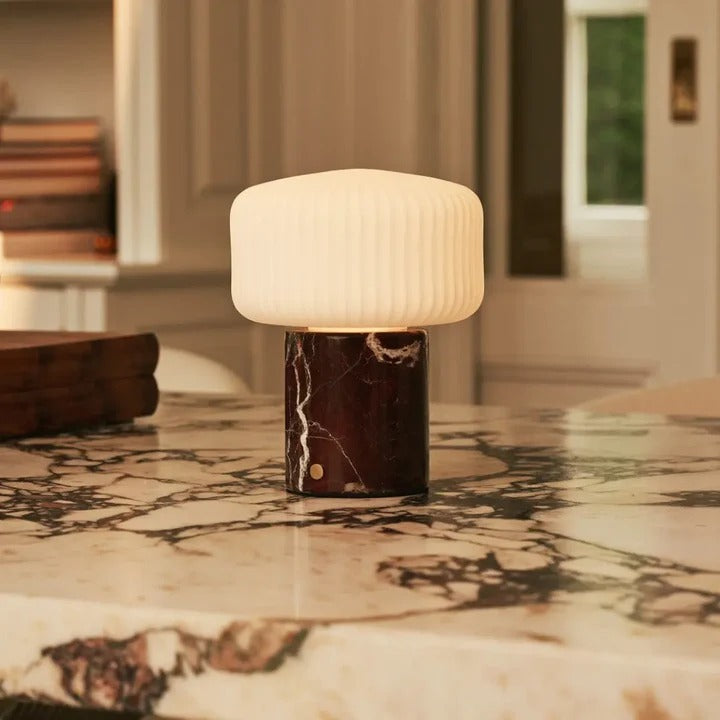 Marble Table Lamp With Dimmable LED And Interchangeable Shade