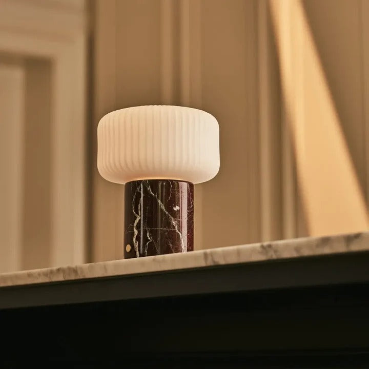 Marble Table Lamp With Dimmable LED And Interchangeable Shade