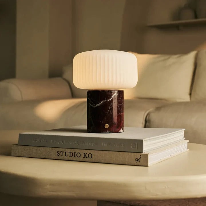 Marble Table Lamp With Dimmable LED And Interchangeable Shade