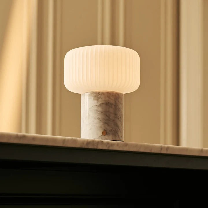 Marble Table Lamp With Dimmable LED And Interchangeable Shade