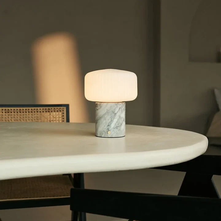 Marble Table Lamp With Dimmable LED And Interchangeable Shade