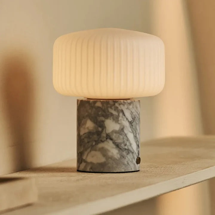 Marble Table Lamp With Dimmable LED And Interchangeable Shade