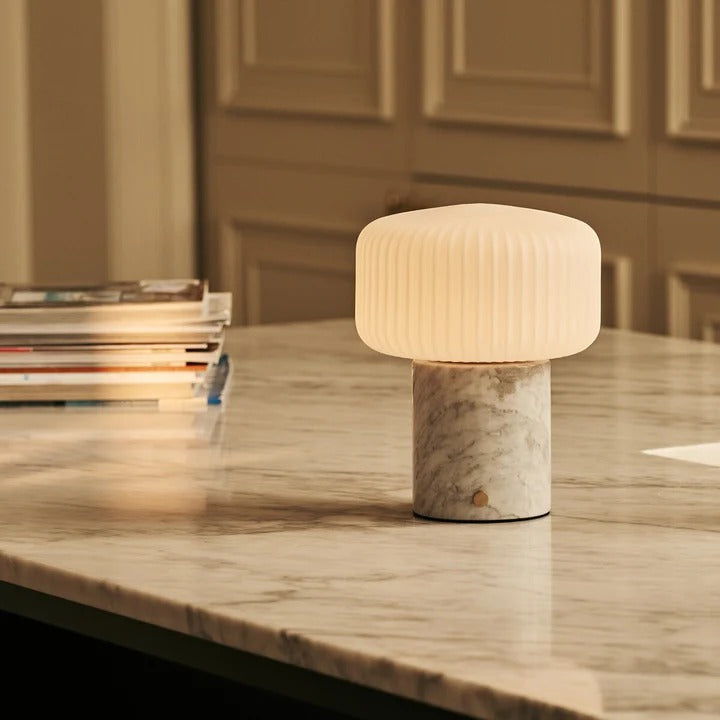 Marble Table Lamp With Dimmable LED And Interchangeable Shade