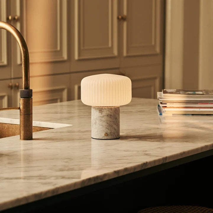 Marble Table Lamp With Dimmable LED And Interchangeable Shade