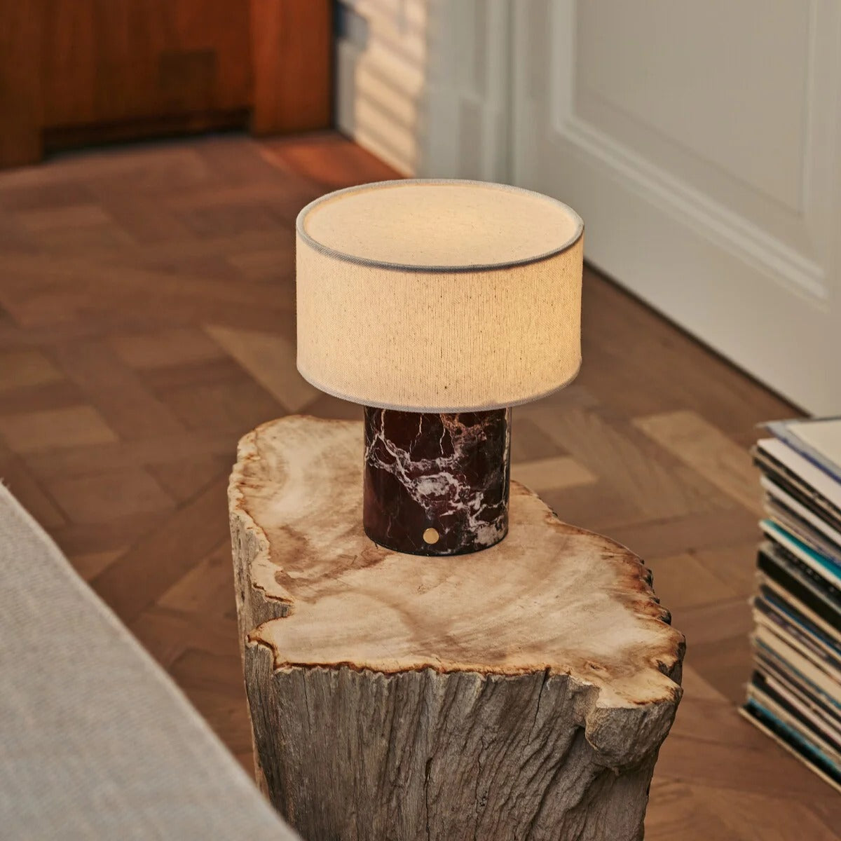 Marquina Marble Table Lamp With Dimmable LED And Modular Lampshade