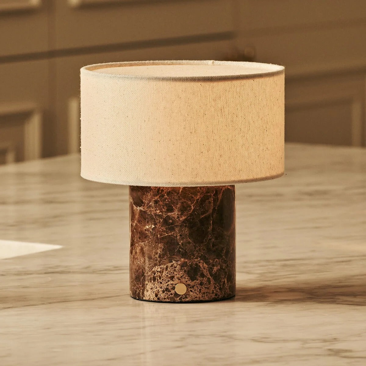 Marquina Marble Table Lamp With Dimmable LED And Modular Lampshade