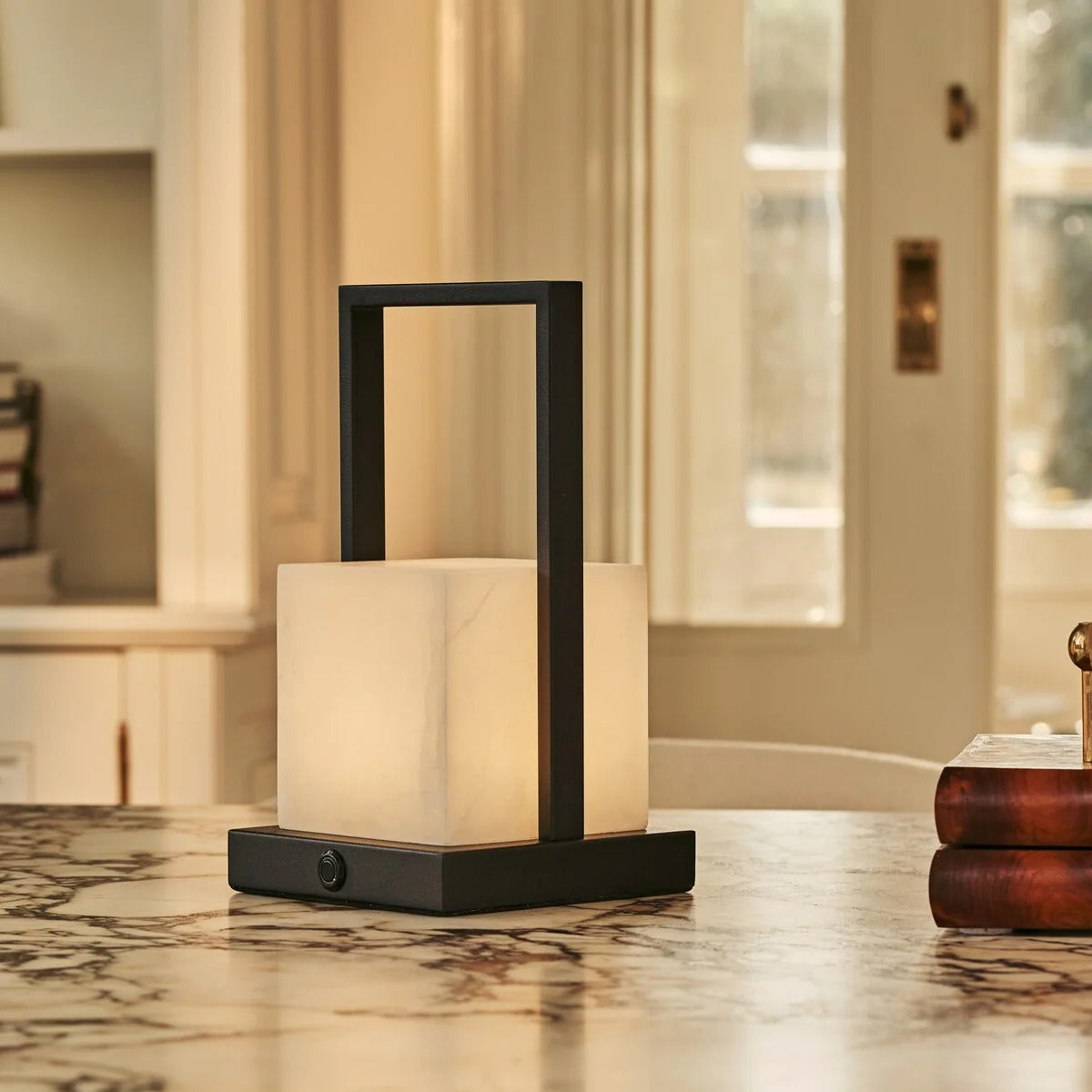 Rechargeable Table Lamp With LED Three Light Modes & Alabaster Design