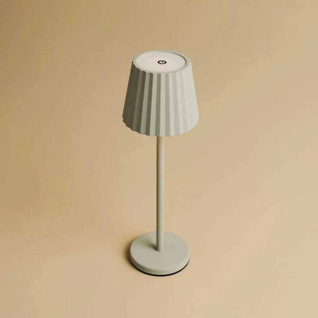 Ribbed Table Lamp With Dimmable LED And Wireless Charging Capability