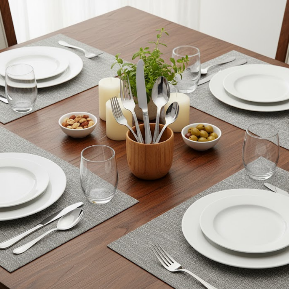 Wisp Stainless Steel Flatware 5 Piece Set Beaded Handle Detail