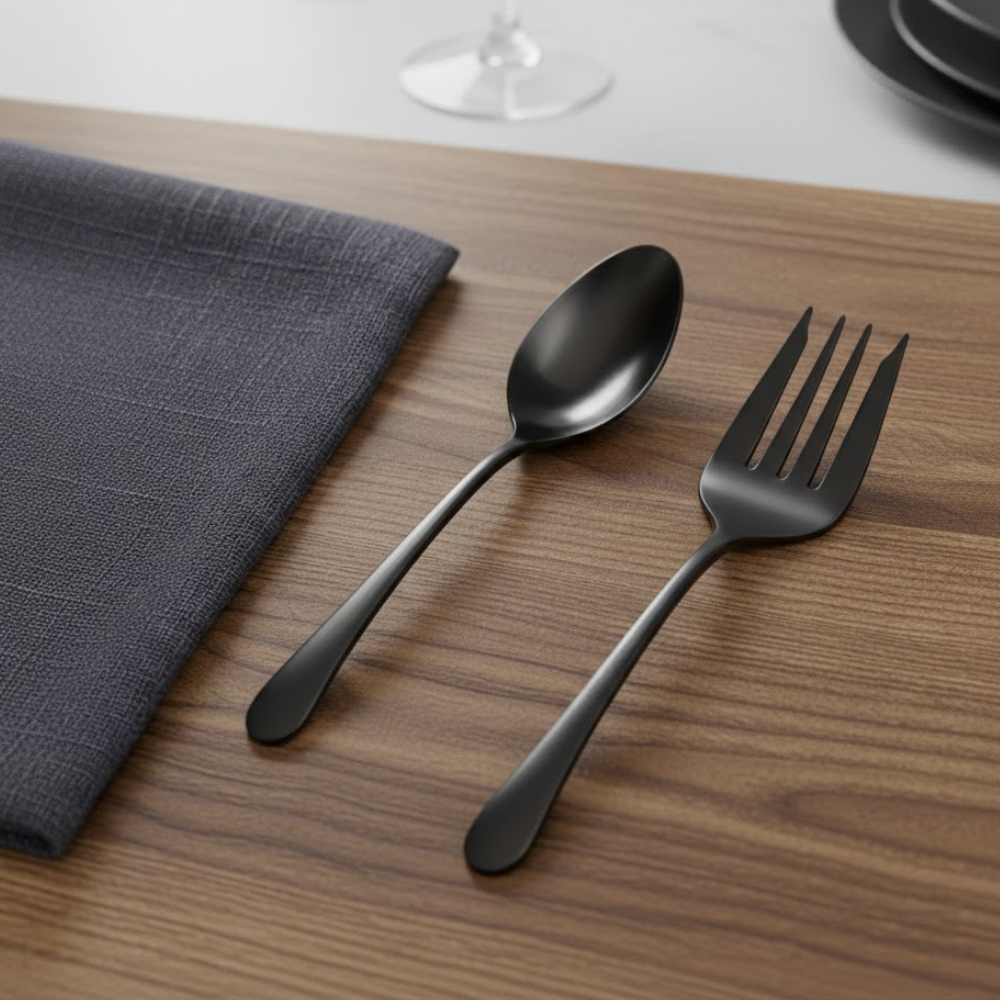 Onyx Stainless Steel Serving Utensil 2 Piece Set Matte Finish