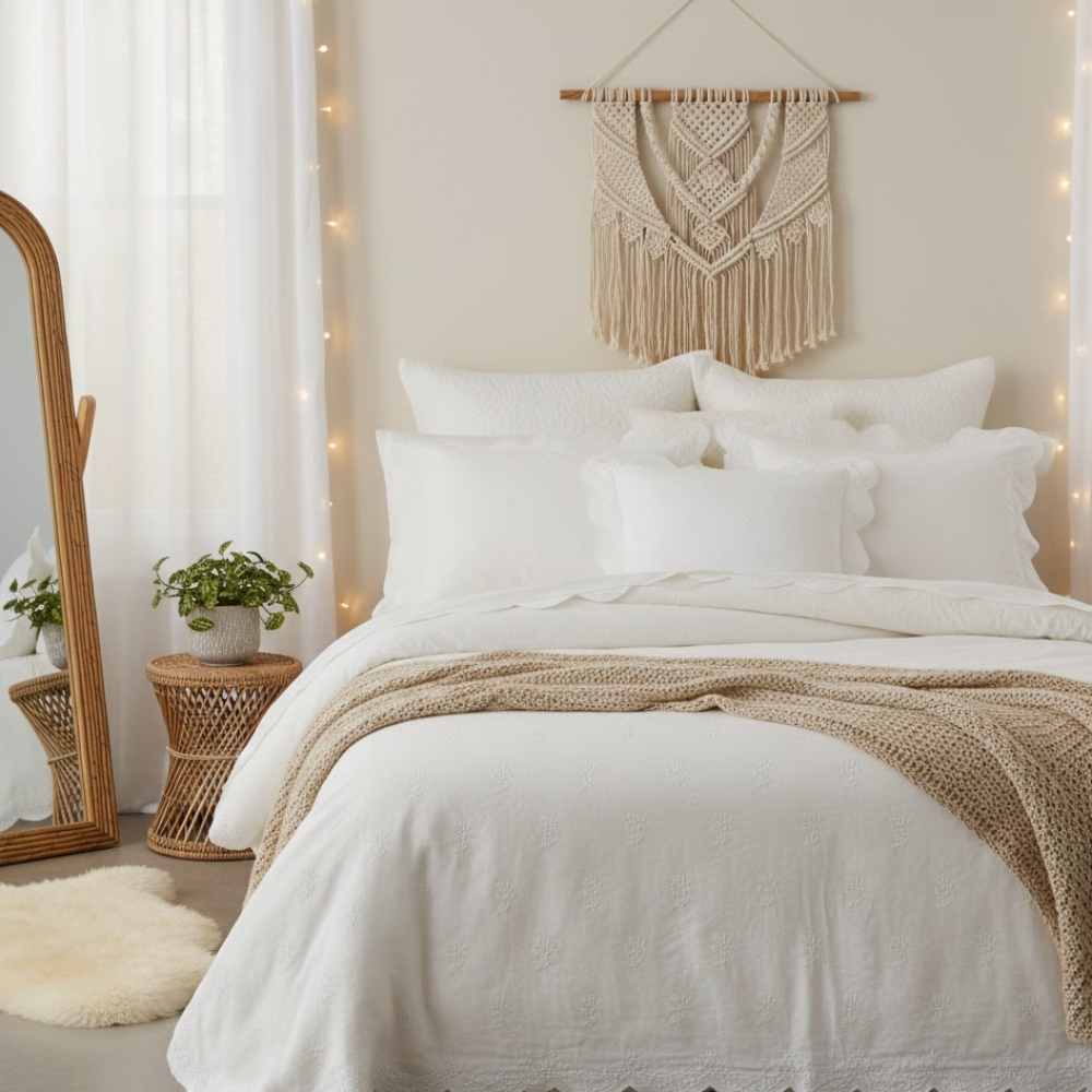 Stella Cotton Pillowcase Schiffli Embroidered Edge