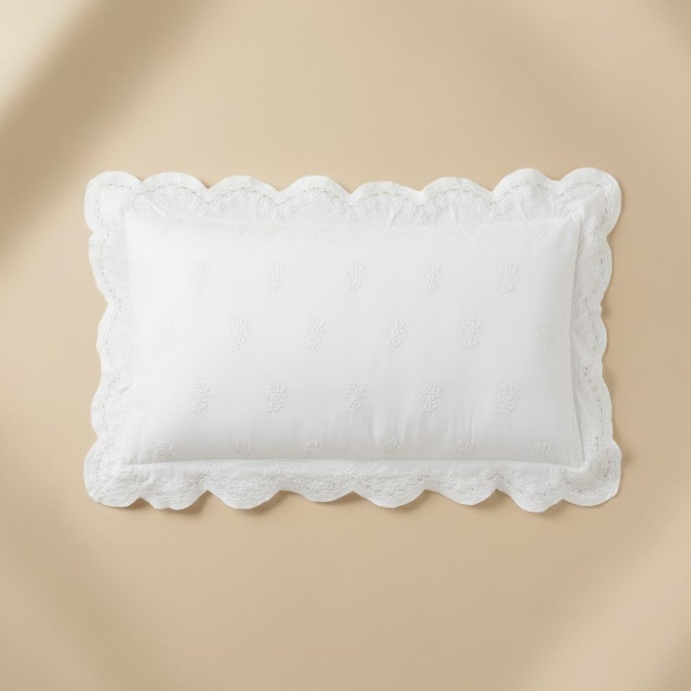 Stella Cotton Pillowcase Schiffli Embroidered Edge