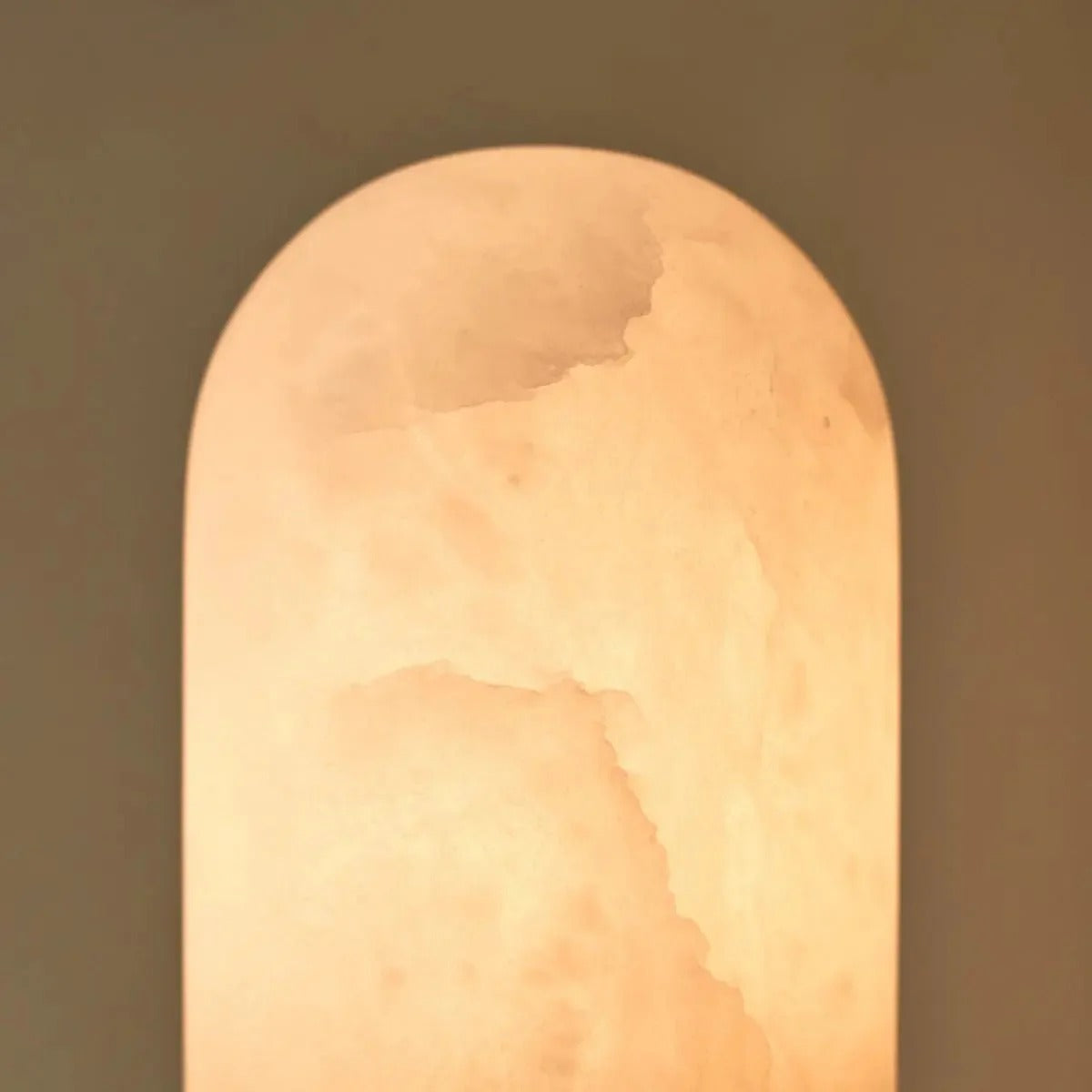 Stylish Alabaster Lamp With Golden Accents & Unique Oval Design
