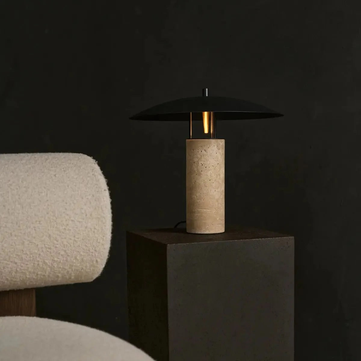 Travertine Lamp With GU10 Light And Metal Base
