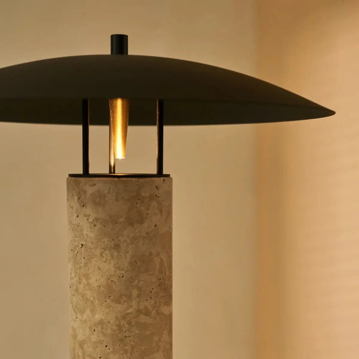 Travertine Lamp With GU10 Light And Metal Base