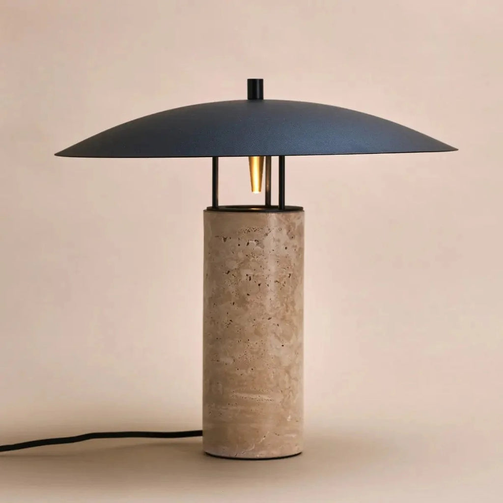 Travertine Lamp With GU10 Light And Metal Base