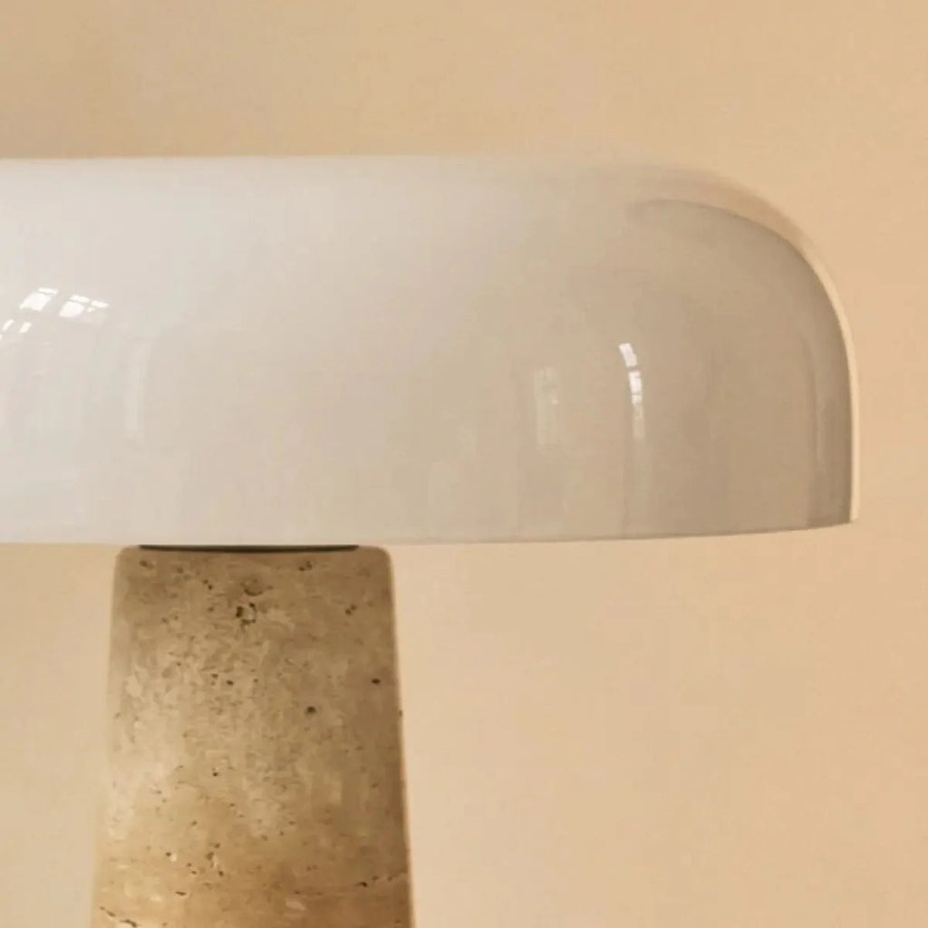 Travertine Lamp With Glass Shade And G9 Socket