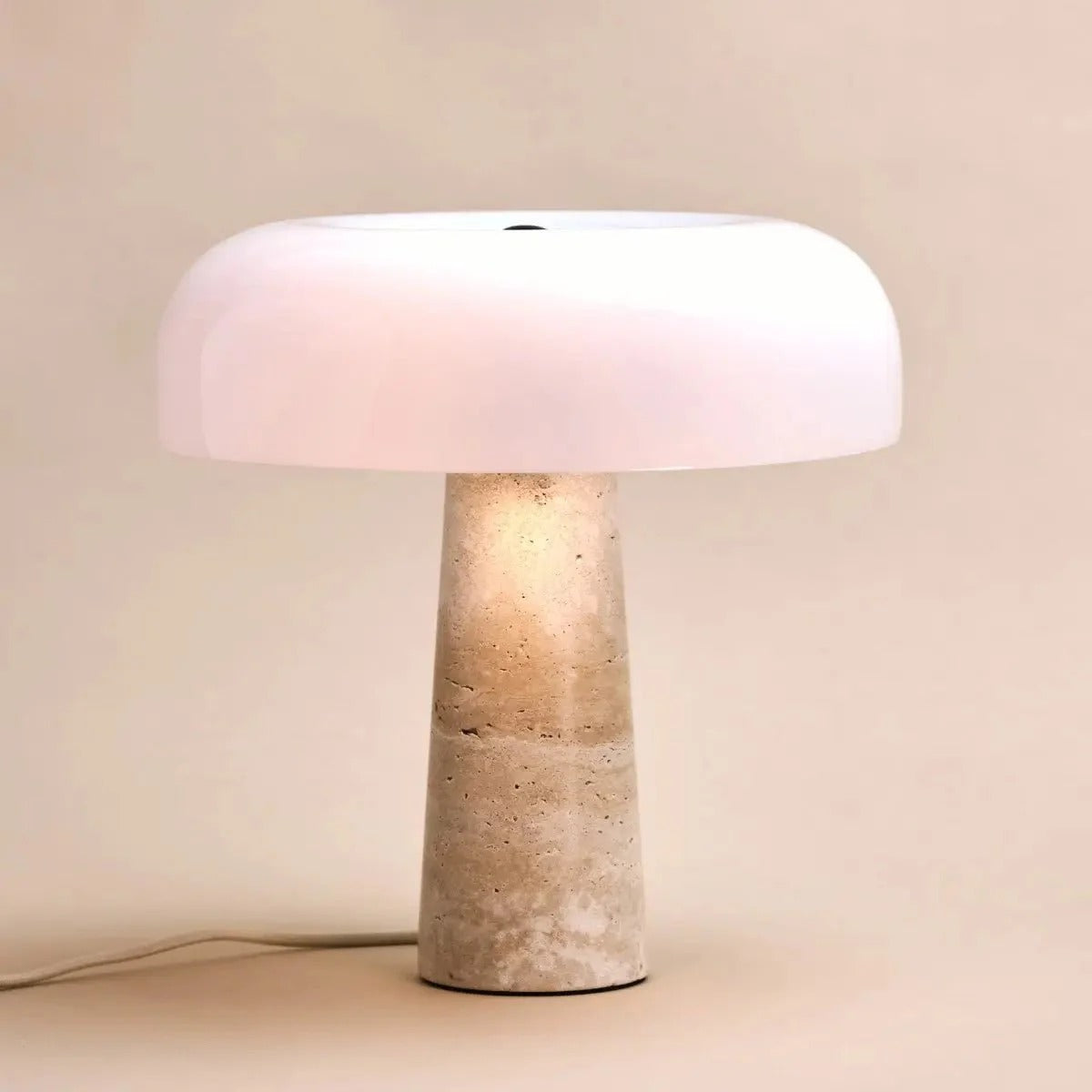 Travertine Lamp With Glass Shade And G9 Socket