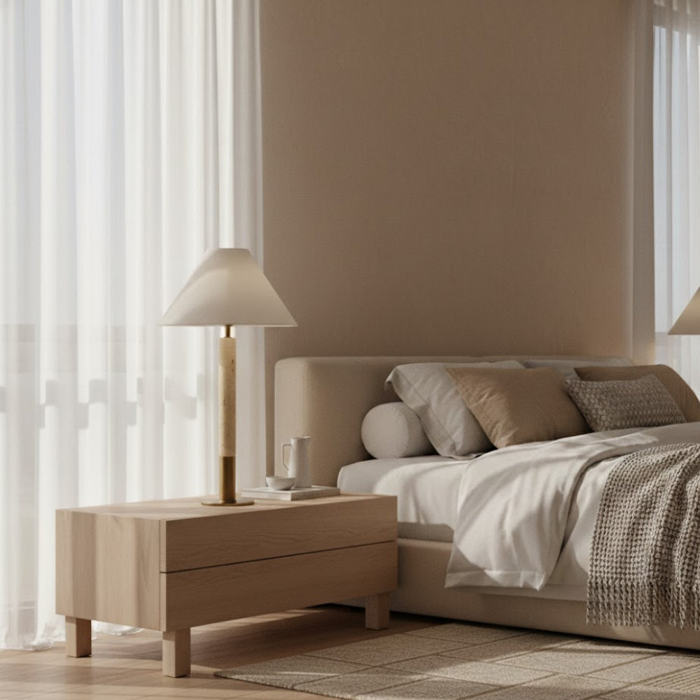 Vesta Travertine Table Lamp Tapered Shape