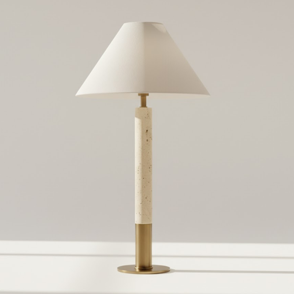 Vesta Travertine Table Lamp Tapered Shape