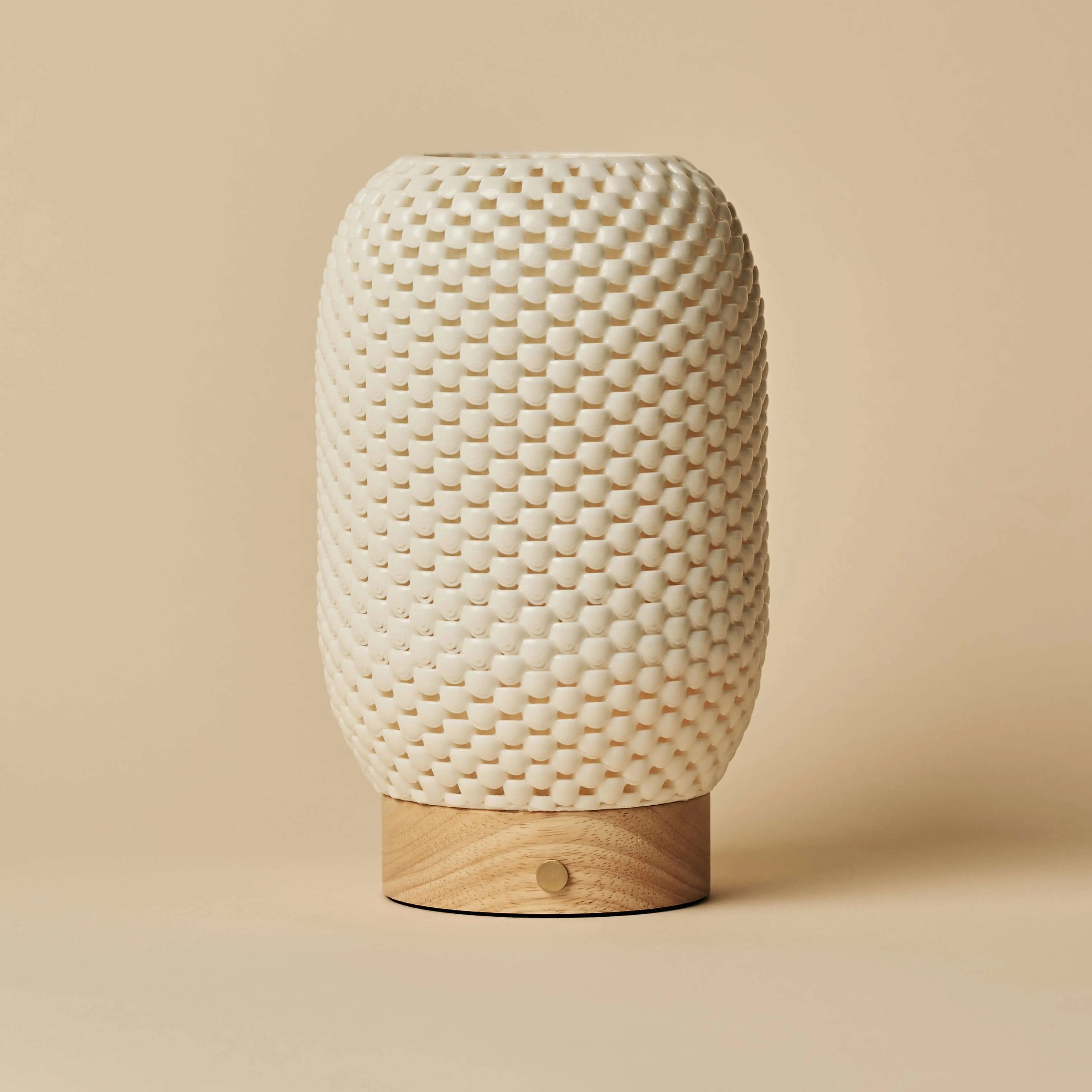 Travertine Table Lamp With 3D Printed Porcelain And Dimmable LED