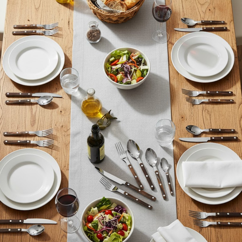 Vena Stainless Steel Flatware 5 Piece Set Resin Handle Veined Finish