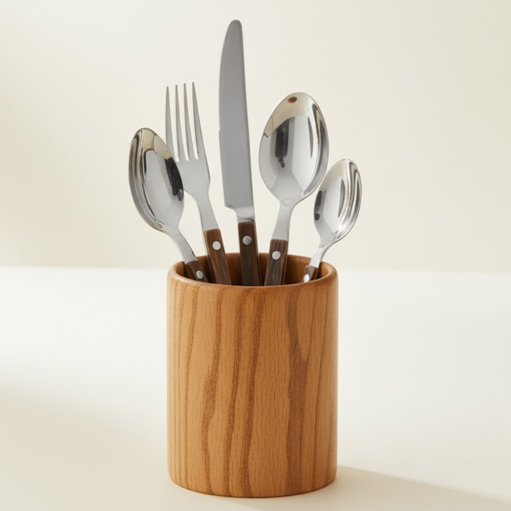 Vena Stainless Steel Flatware 5 Piece Set Resin Handle Veined Finish