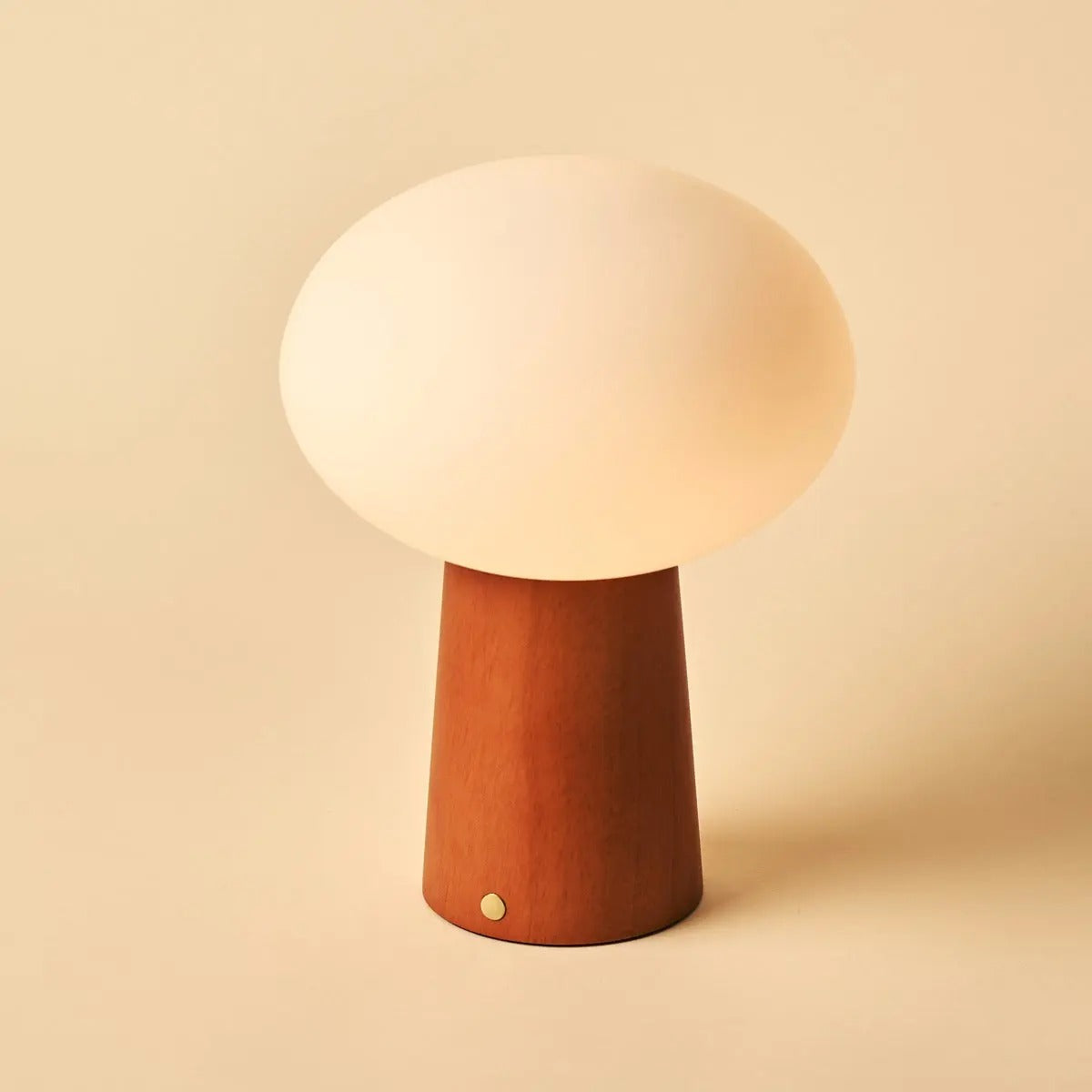 Wireless Wooden Table Lamp With Frosted Glass Shade And Dimmable LED