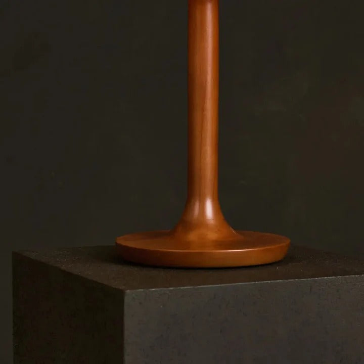 Wood Table Lamp With Fabric Lampshade And Cord Operated Switch
