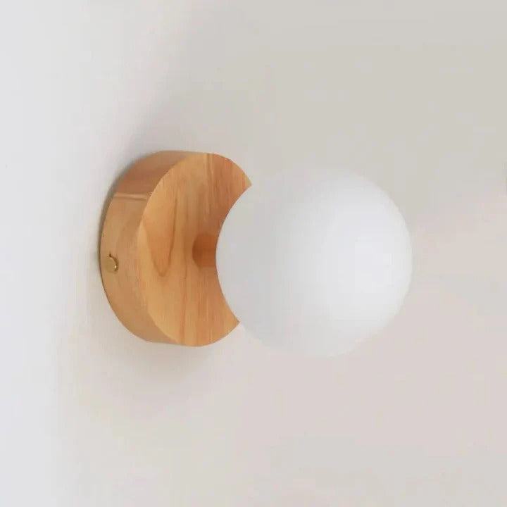 Wood Wall Lamp With Rechargeable LED And Touch Dimming