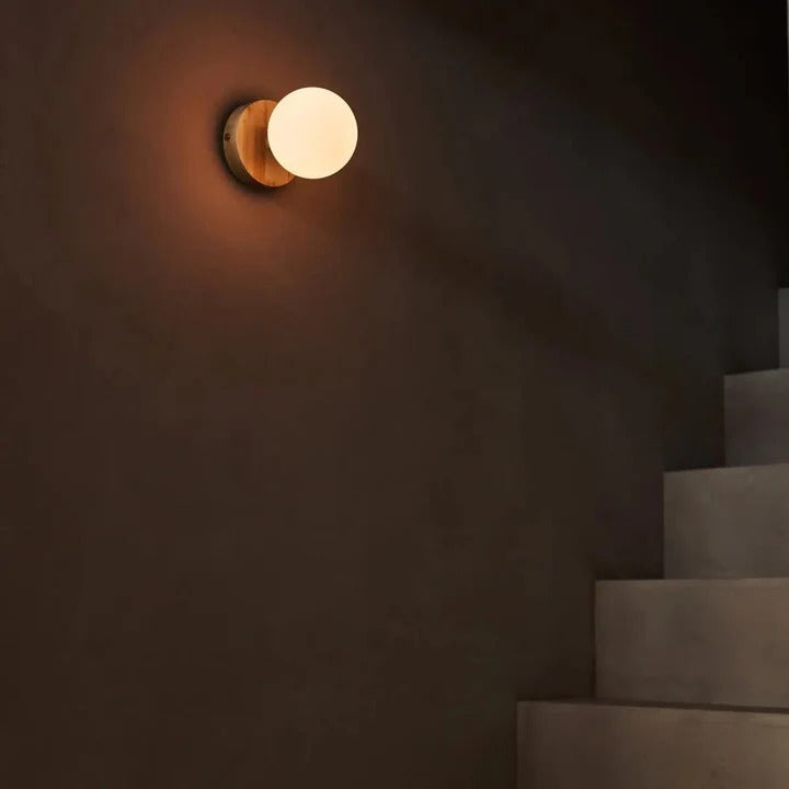 Wood Wall Lamp With Rechargeable LED And Touch Dimming