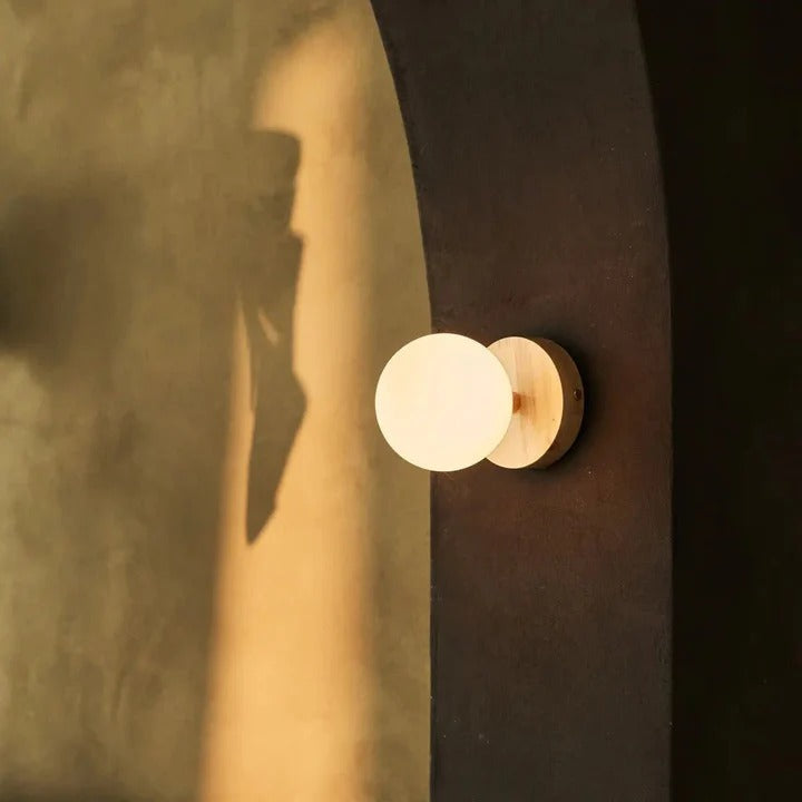 Wood Wall Lamp With Rechargeable LED And Touch Dimming