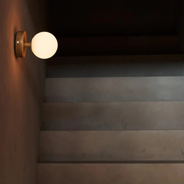 Wood Wall Lamp With Rechargeable LED And Touch Dimming