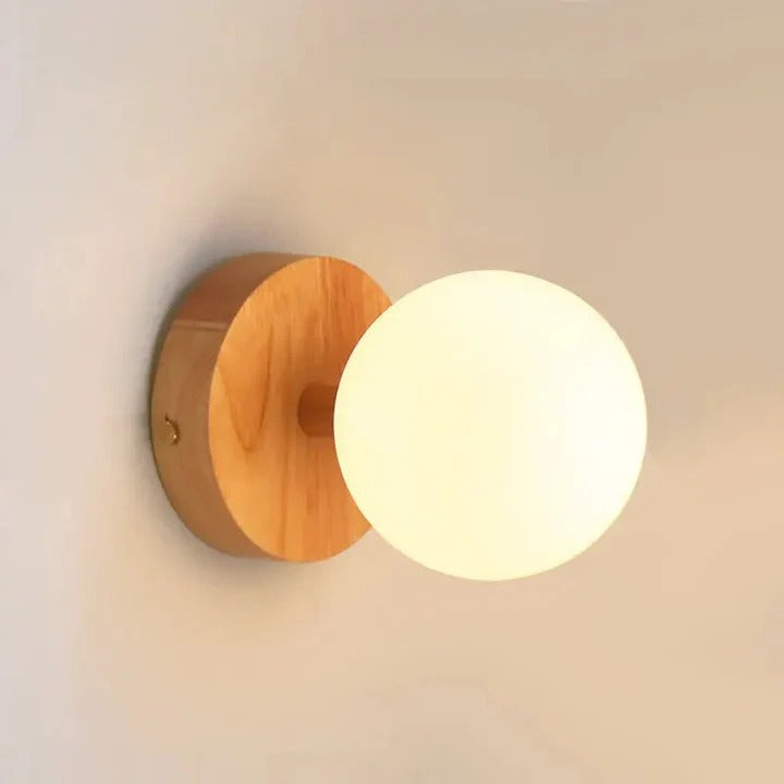 Wood Wall Lamp With Rechargeable LED And Touch Dimming