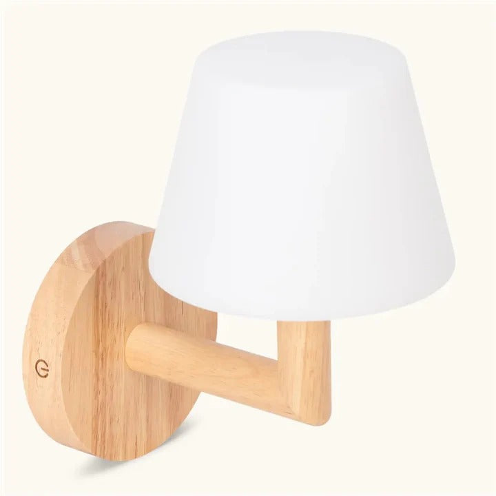 Wood Wall Lamp With Rechargeable LED And Warm Light Modes