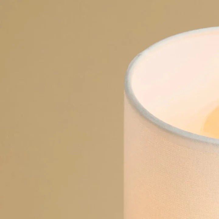 Wood Table Lamp With Fabric Lampshade And Cord Switch