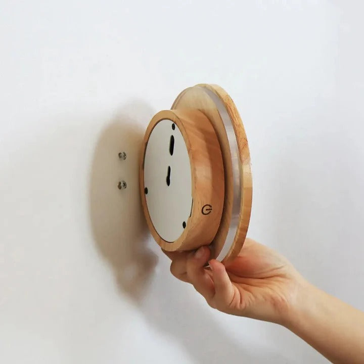 Wood Wall Lamp With Integrated LED And Cordless Power